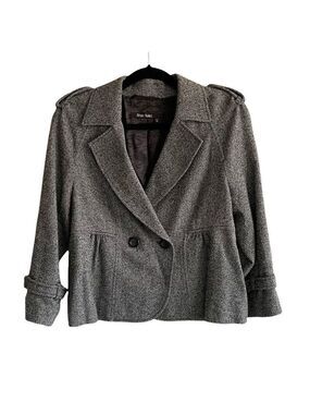 MARC AUREL Wool Blazer Jacket Black White Herringbone 38